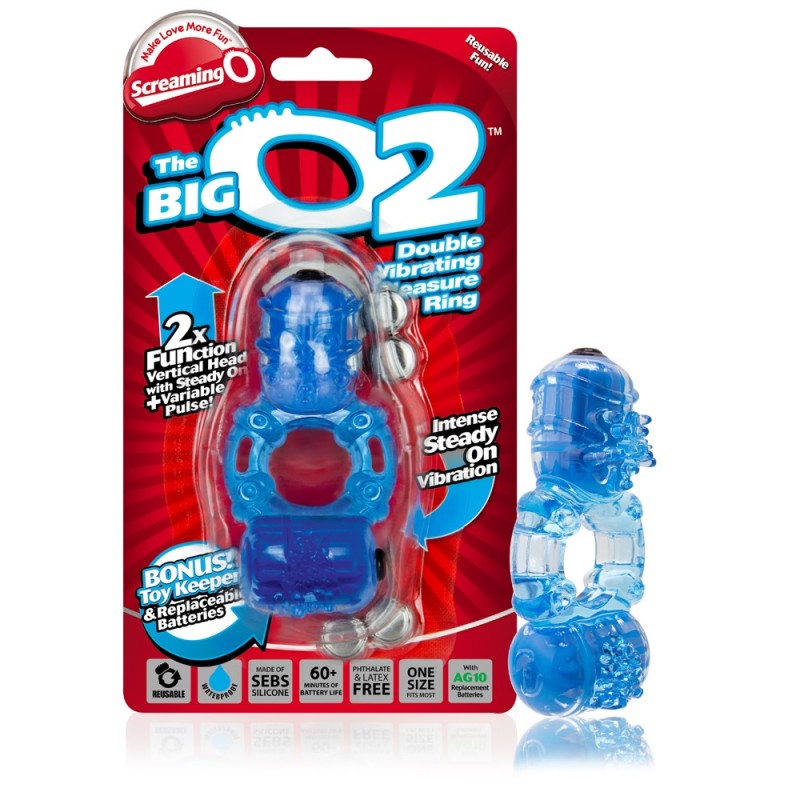 Screaming O Big O2 Double Vibrating Pleasure Ring - Blue